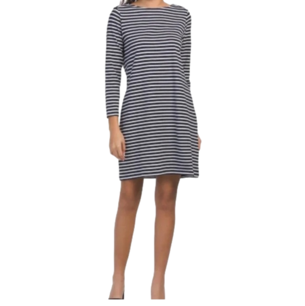 Jones New York Long Sleeve Stripe Knit Dress